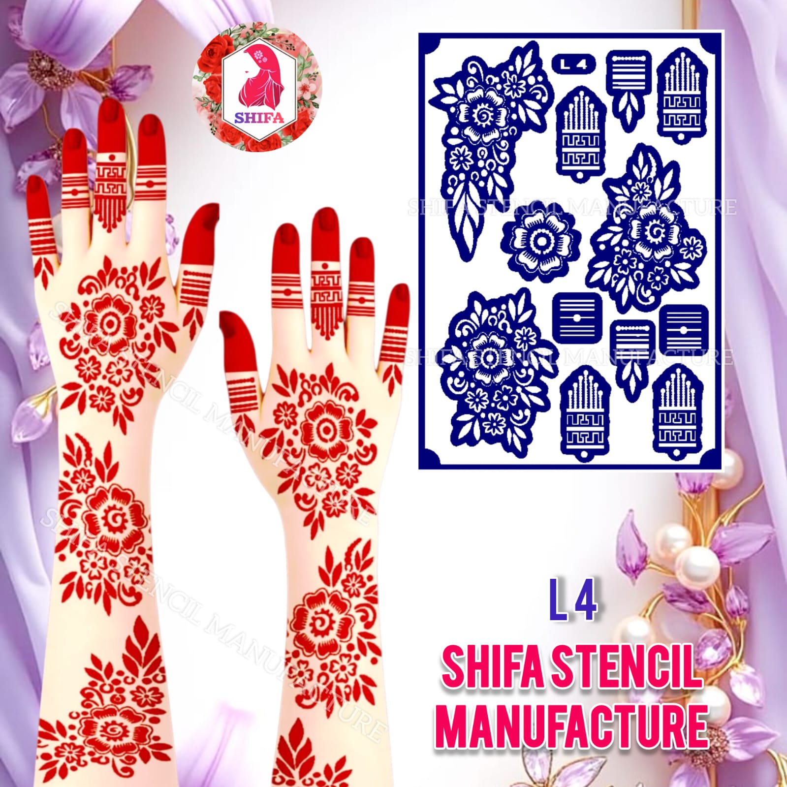 L4 Festive Floral Fusion - Sticker Overview - Shifa Stencil Manufacturer